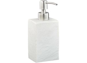 4052025908768 - Seifenspender 200 ml nachfüllbar Bad wc Küche Flüssigseifenspender Polyresin Edelstahlpumpe weiß - Relaxdays