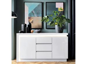 4066075099567 - Lomadox - Sideboard mit 3 Schubkästen und 2 Türen in weiß Hochglanz LYNDHURST-129 b h t ca 158 895 42 cm - weiß