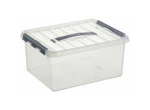 8711112783003 - helit the q-line Aufbewahrungsbox mit Deckel transparent Lebensmittelechte stapelbare Kunststoffbox mit Klickverschluss 1 Box mit Tragegriff 15 Liter