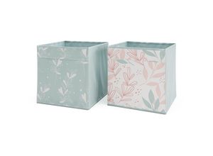 4066731044412 - Faltbox Aufbewahrungsbox Regalbox Türkis Rosa Floral 3 Hartkarton Ablage