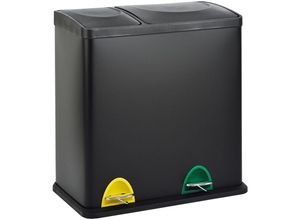 4250815327717 - TC2Combo35 Mülleimer 35 Liter 12+23l Treteimer Trennsystem Küche Schwarz - Svita