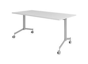 4032062177518 - HAMMERBACHER Mehrzwecktisch KF 16 lichtgrau rechteckig T-Fuß-Gestell silber 1600 x 800 x 750 cm