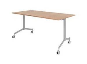 4032062177549 - HAMMERBACHER Mehrzwecktisch KF 16 nussbaum rechteckig T-Fuß-Gestell silber 1600 x 800 x 750 cm