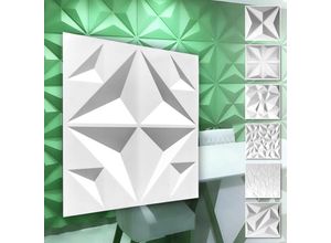 4251874656329 - Hexim - 3D Wandpaneele aus pvc Kunststoff - weiße Wandverkleidung mit 3D Optik - Diamond Motive 1 Platte   Muster HD018