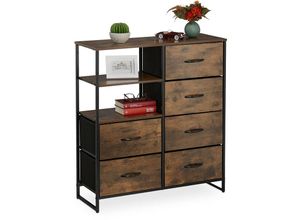 4052025385415 - Relaxdays - Kommode 6 Schubladen 3 Ablagen Bücher & Deko Regalkommode Industrial HxBxT 92x84x32 cm braun schwarz