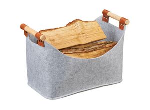 4052025898274 - Filztasche Aufbewahrungskorb Filz faltbare Aufbewahrungsbox Filzkorb mit Henkeln hbt 27x40x22 cm hellgrau - Relaxdays