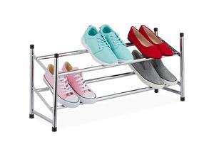 4052025374488 - Schuhregal ausziehbar 2 Ebenen 10 Paar Schuhe Metall & Kunststoff h x b x t 36 x 63-115 x 23 cm silber - Relaxdays