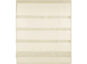 4059222175009 - Transparente Bistrogardine Raffoptik mit Stangendurchzug in Voile schlicht und modern in vielen verschiedenen Farben erhältlich (90 x 110 cm   beige