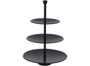 4260273059211 - Spetebo - Metall Etagere schwarz 3-stöckig - 36 x 25 cm - Edelstahl Deko Servierplatte mit 3 Etagen - Etagenständer Dessert Snack Obst Muffin Ständer