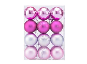 4251779109210 - Christbaumkugeln ø 6cm Kunststoff matt glänzend Christbaumschmuck Anhänger Weihnachtsbaumkugeln Weihnachtsdeko Weihnachtsbaum Pink Rosa 24er Set