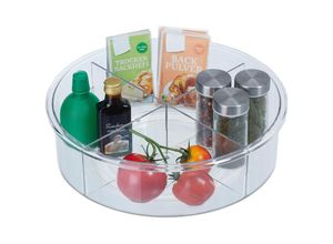 Image of Drehteller, d 30 cm, Ordnungssystem für Küche und Bad, 4 Fächer, drehbarer Kühlschrank Organizer, transparent - Relaxdays