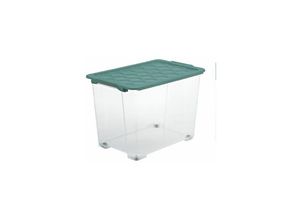 7610859246370 - Aufbewahrungsbox evo Safe mit Rollen und Deckel 65 l Mistletoe grün Boxen - Rotho