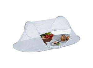 4052025413866 - Relaxdays - Fliegenhaube Lebensmittel faltbare Abdeckhaube für Obst Kuchen hbt 40 x 110 x 58 cm Obsthaube grau weiß