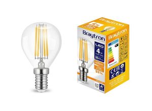Image of Braytron - E14 Sockel led Leuchtmittel Filament Kugel P45 4 Watt 400 Lumen Lampe Leuchte Birne Licht warmweiß (2700 k) 1 Stück