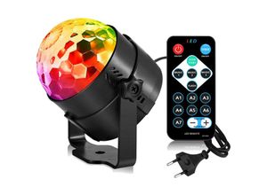 4252006119798 - Trade-shop - Discokugel led Party Lampe Musikgesteuert Disco Lichteffekte Discolicht mit 7 Farbe rgb 360° Drehbares Partylicht mit Fernbedienung für