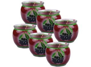 4059222253448 - Hs Candle - Duftkerzen Motiv 6er Pack im Glas lange Brenndauer und angenehmer Duft ( Black Cherry ) - Rot