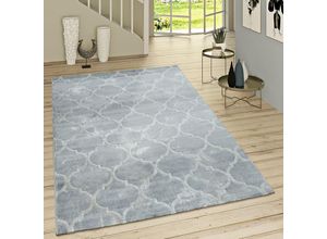 4061981007248 - Kurzflor Teppich Modern Marokkanisches Muster Vintage Style Ombre Look Grau Weiß 80x150 cm - Paco Home