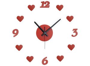 4052025430528 - Relaxdays Wanduhr DIY Wohnzimmeruhr mit Herzen & Zahlen Ø 50-100 cm Wandtattoo Uhr zum Kleben 3D-Uhr Wand rot 4052025430528 - Relaxdays Wanduhr DIY Wohnzimmeruhr mit Herzen & Zahlen Ø 50-100 cm Wandtattoo Uhr zum Kleben 3D-Uhr Wand rot