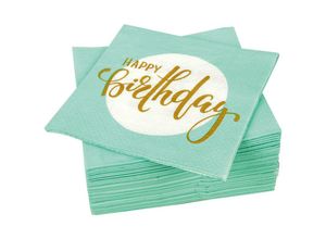 4059222043537 - Bestlivings - Hochwertige Servietten ( 40er Pack ) 33x33 cm 3-lagig - Partyservietten mit Motiv Happy Birthday - für Party Geburtstag oder Feiern