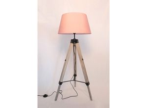 5404022217708 - MaxxHome Stehlampe Lilly - Stehleuchte Wohnzimmer - Leselampe - Stativ - Holz - 145 cm - E27 LED - 40W - Rosa - pink