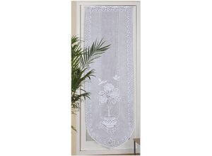 4059222060862 - Türpanneaux 180x60cm Mona ( Blumen Vögel ) Stangendurchzug ( inkl Klemmstange ohne Bohren ) Voile Kurzgardine Stickerei - Bistrogardine - Mona (