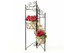 4260700657805 - Spetebo - Metall Blumenregal schwarz klappbar - 75 x 35 cm - Pflanzenständer mit 3 Etagen - Blumen Pflanzen Hocker Ständer Treppe Regal