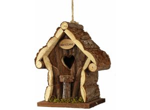 4260700652121 - Spetebo - Deko Holz Vogelhaus 22x15cm - Vogel Häuschen zum hängen - Garten Deko Dekoration