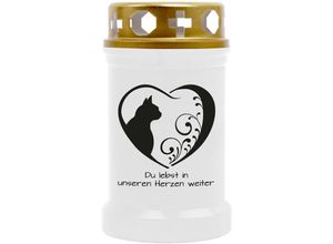 4059222044596 - Hs Candle - Grabkerze Grablicht mit Tier-Motiv ( Katze Herz 1 ) - ca 40h Brenndauer je Kerze ( 12cm ø 6cm ) - viele verschiedene Designs - Katze