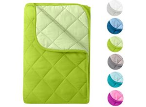 4251474100918 - Microfaser Sommer Steppbett im Wende-Design 135x200 – OekoTex grün und hellgrün kochfest 95° Leichtsteppbett für Camping und heiße Tage i ohne Bezug