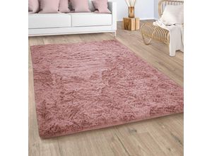 4061981191978 - Paco Home - Hochflor Teppich Wohnzimmer Fellteppich Kunstfell Flauschig Rutschfest Rose Braun 60x100 cm