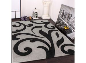 4250857522286 - Designer Teppich mit Konturenschnitt Modern Grau Schwarz 60x110 cm - Paco Home