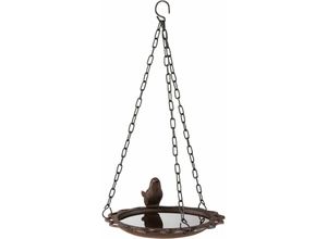 4260700658994 - Spetebo - Gusseisen Hänge-Wassertränke vogel antik braun - ø 19 cm - Vogelbad mit Kette zum Hängen