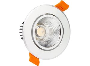 8445044025510 - LED-Downlight Strahler 7W cob Schwenkbar Rund Silber Schnitt ø 70 mm No Flicker WarmweißWarmweiß 2700K No Flicker 8445044025510 - LED-Downlight Strahler 7W cob Schwenkbar Rund Silber Schnitt ø 70 mm No Flicker WarmweißWarmweiß 2700K No Flicker