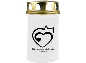 4059222042752 - Hs Candle - Grabkerze Grablicht ( Katze Herz ) - ca 48h   2 Tage Brenndauer je Kerze ( 145cm ø 7cm ) - viele versch Designs - Katze Herz