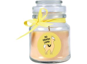 4059222277239 - Hs Candle - Duftkerze im Bonbonglas Comic Duft Vanille ( Gelb ) 120g - Brenndauer bis zu 30 Stunden Kerze aus Glas mit Duft - Gelb