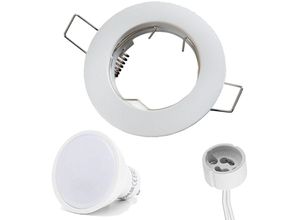 4251810807150 - LED Line® Einbaustrahler GU10 Einbaurahmen Ø65mm Bohrloch Aluminium inkl GU10 5W Kaltweiß 350 Lumen LED Leuchtmittel Weiß-Matt Rund