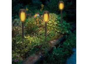 4260657632665 - - Solar Gartenleuchten 3er-Set Solarleuchten Garten Fackelleuchte mit bernsteinfarbenen Flammenlicht 102315