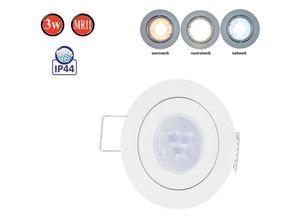 Image of LED Line IP44 Einbaustrahler Set GU4 MR11 Leuchte Spot Einbaurahmen Wasserdicht Lampe Rund Weiß aus Aluminium mit GU5.3 Fassung 3W Leuchtmittel