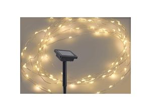 4260700650479 - Spetebo - Solar Draht Lichterkette warm weiß - 100 led   7 m - Garten Deko Beleuchtung Außen