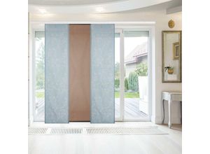 4023177048473 - Flächenvorhang Elena 3er Pack Ausbrenner 60 x 260 cm (b x h) in Hellblau-Braun ausgebrannte Motive Schiebevorhang in vielen Farben - Hellblau-Braun