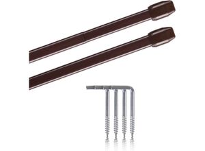 4251028174754 - Vitragestangen 2er Pack ausziehbar 2 Gardinenstangen mit Schraubhaken (Farbe braun Größe 40-60cm ) - Braun