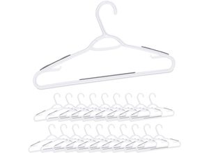 Image of Relaxdays 20er Set Kleiderbügel, gummierte Kunststoffbügel, Hosenstange, Kleid & Rock, Krawatte, Antirutschbügel, weiß