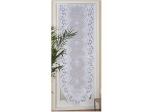 4059222060909 - Türpanneaux 180x60cm Mona ( Blumen gemustert ) Stangendurchzug ( inkl Vitragestange ohne Bohren ) Voile Kurzgardine Stickerei - Bistrogardine