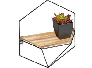 4052025374235 - Wandregal Industrial Metall & mdf hbt 35 x 31 x 135 cm Hängeregal Hexagon Dekoregal Wand schwarz braun - Relaxdays