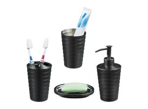 4052025388652 - Relaxdays Badezimmer Set 4-teilig Seifenspender Seifenschale Zahnputzbecher Zahnbürstenhalter Edelstahl anthrazit 4052025388652 - Relaxdays Badezimmer Set 4-teilig Seifenspender Seifenschale Zahnputzbecher Zahnbürstenhalter Edelstahl anthrazit