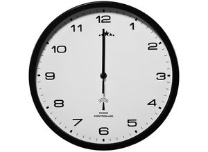 Image of Monzana Wanduhr Funk Automatische Zeitumstellung Geräuscharm Sekundenzeiger Quarzuhrwerk Analog 31 cm Hohe Genauigkeit Haushalt Funkuhr Uhr Schwarz