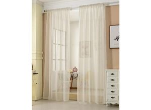 4250367176771 - Gardinen transparent mit Kräuselband Vorhang Leinenoptik Halbtransparent Voile Leinenvorhang Stores Fensterschal Dekoschal Wohnzimmer Kinderzimmer