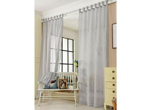 4250367166338 - Gardinen transparent mit Schlaufen Leinen Optik Schlaufenschal Leinenvorhang im Landhausstil Stores Voile Fensterschal für Wohnzimmer Kinderzimmer