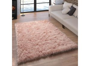 4061981132032 - Kunstfell Fellteppich Imitat Sitzkissen Herzform Rund Verschiedene Formen Rosa 40x60 cm - Paco Home