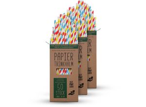 4059222061159 - Trinkhalme Papier (150 Stück) 100% biologisch abbaubar - Bunte Nachhaltige Papierstrohhalme 100% Kraftpapier - robust stabil und Umweltfreundlich